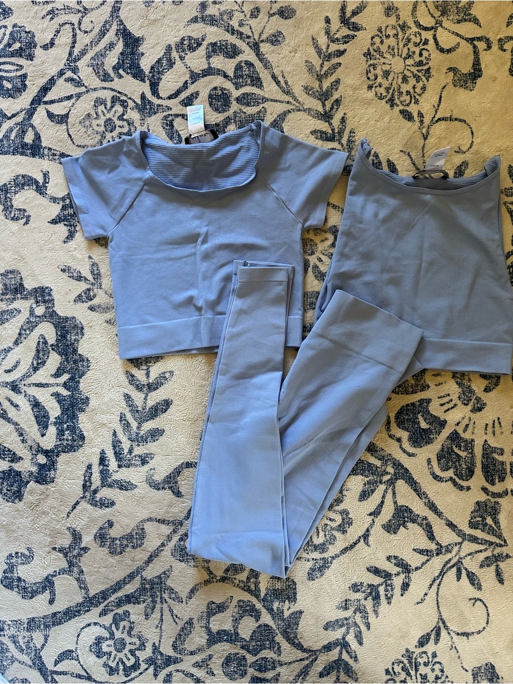 Lulu's Sky Blue High-Waist Seamless Leggings 3 Piece Set